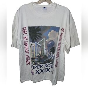 Vtg NFL Superbowl XXIX T-shirt Miami 1995 L White San Diego v. San Fran